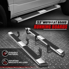FOR 19-24 RAM 1500 CREW CAB CHROME SS 5.5" FLAT SIDE STEP NERF BAR RUNNING BOARD