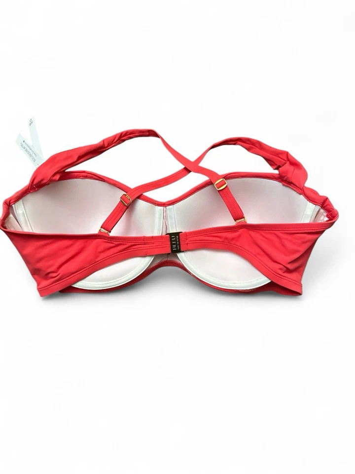 Top de bikini Bleu Rod Beattie para mujer fruncido con aros coral 38 copa en D Foto 2 de 4