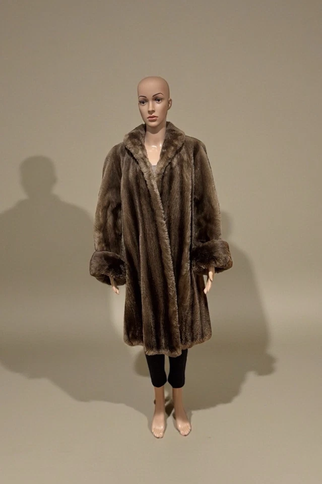 Fabuloso casaco swing guaxinim tosquiado vintage década de 1940 XL/XXL - Imagem 2 de 4