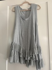 Free People We The Free Gray Tiered T Shirt Dress Small Asymmetrical Ruffle Boho