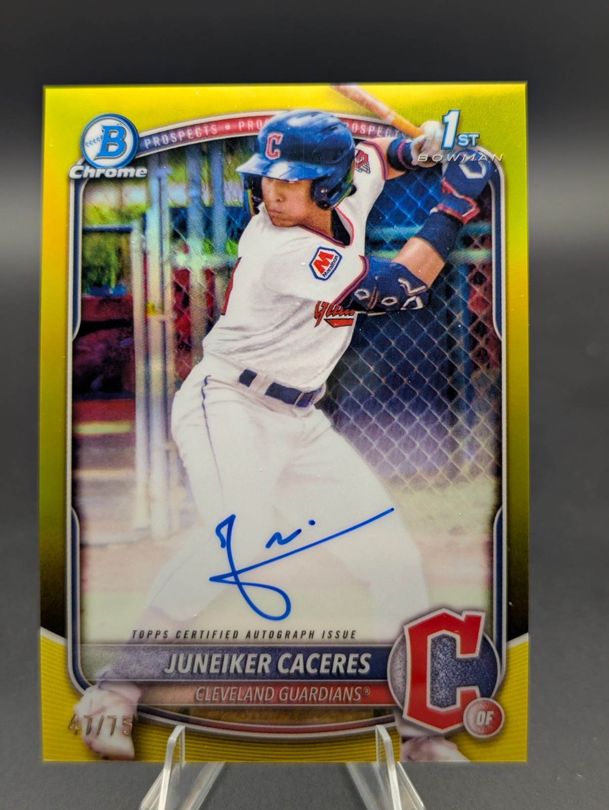 2025 Bowman Chrome Juneiker Caceres 1st Bowman Yellow Auto 47/75 #CPA-JUC