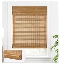  Cordless Bamboo Blinds, Roll Up Shades for Windows, 23'' W x 72'' H Squirrel