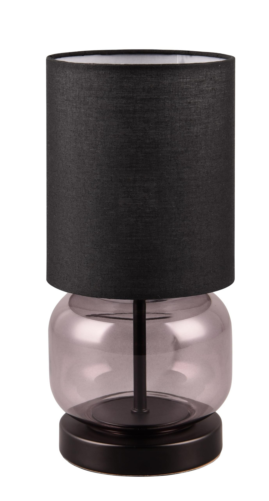 Trio Leuchten Lampada da tavolo ELIO 517800154, metallo nero opaco, vetro fumé, 