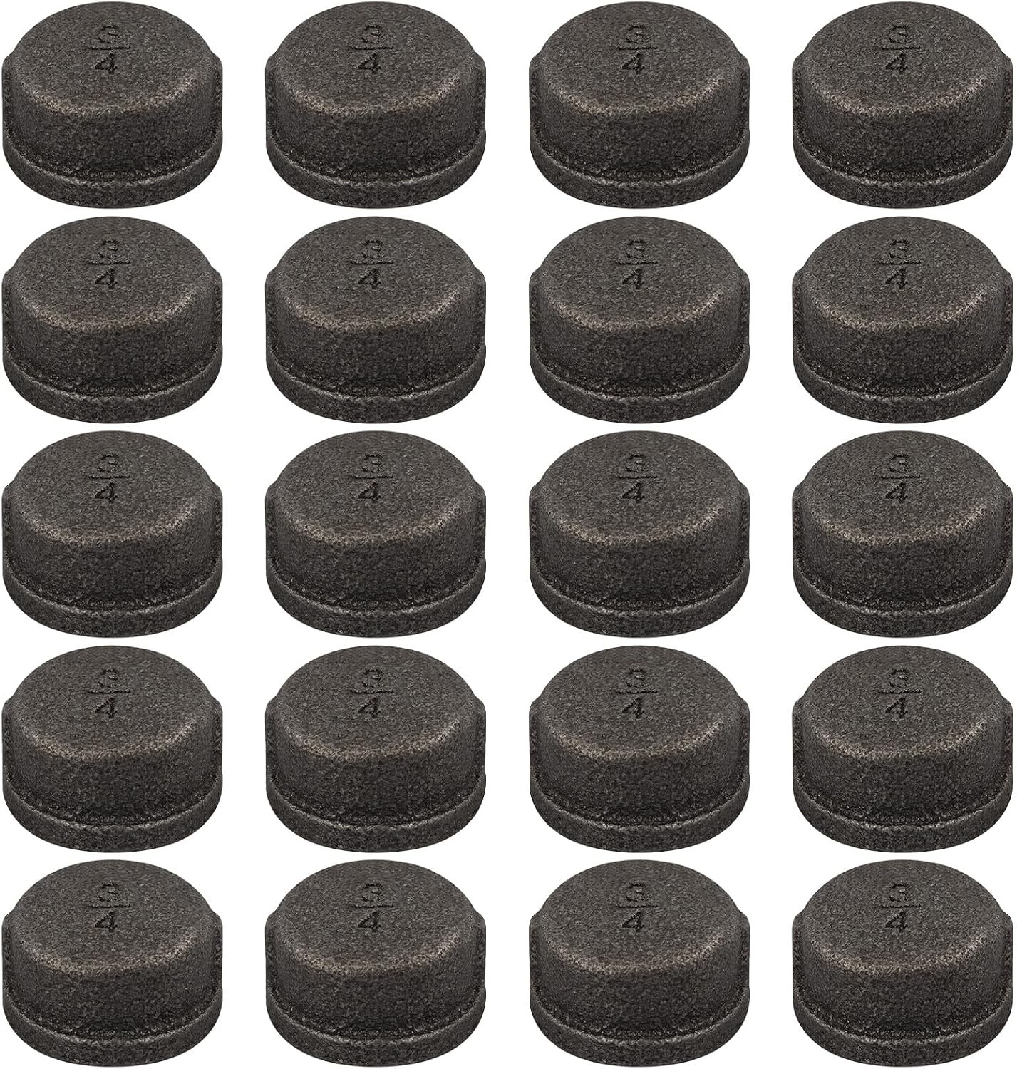 20 Pack 1/2" Malleable Cast Iron Pipe Cap Black Threaded Fitting