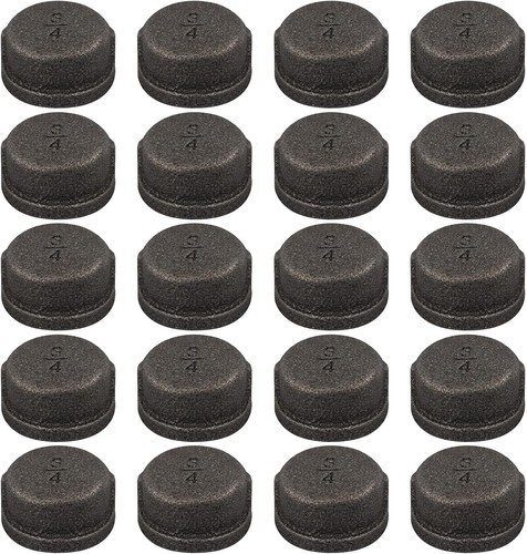 20 Pack 1/2" Malleable Cast Iron Pipe Cap Black Threaded Fitting