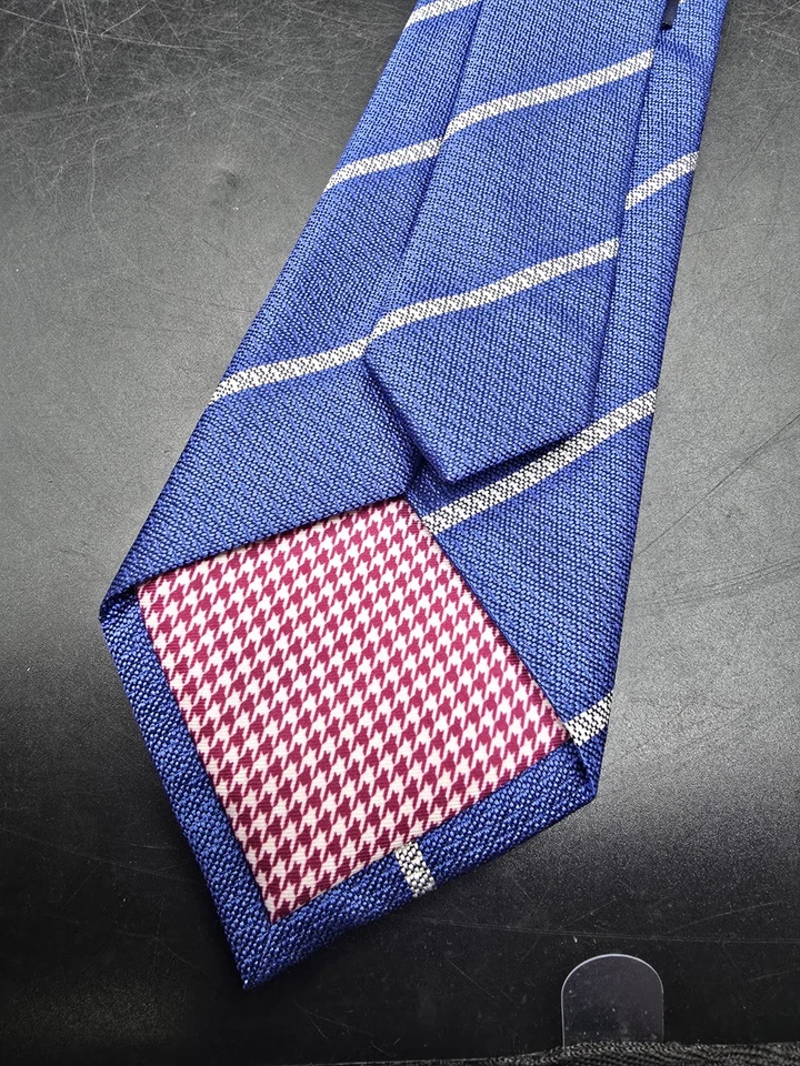 Charles Tyrwhitt Silk Tie Men's Blue & Silver Rep Stripe  58.5"x3.5" Necktie - image 3 of 4