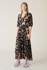 GANNI Women’s Leopard Print Dress Midi Size 36