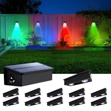 12 Pack Color Changing Solar Powered Fence Lights Outdoor Decorative Waterpro...