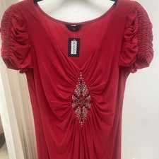 NEW RED Size 18 Cocktail Evening Formal Designer Short Sleeve Dress