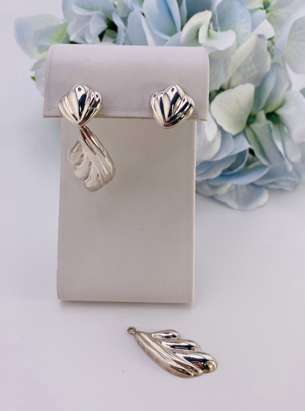 Sterling Shell Stud Dangle Earrings Convert From … - image 3