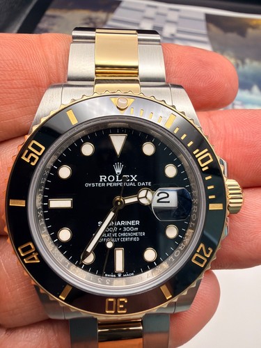 Rolex Submariner 126613LN Silver and Gold Oyster Bracelet with Black Bezel