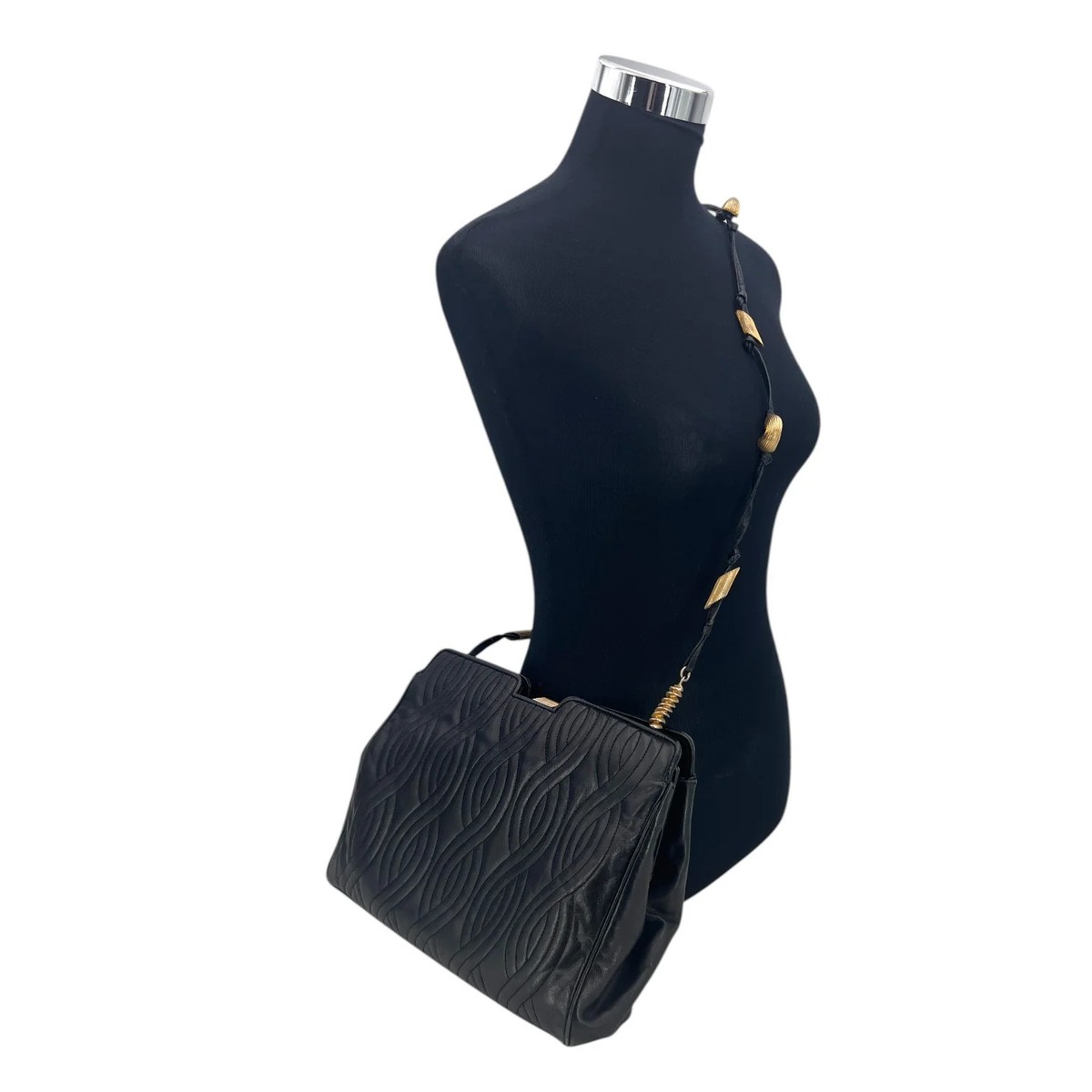 Authentic Fendi Vintage Black Quilted Leather Pasta Shoulder Bag