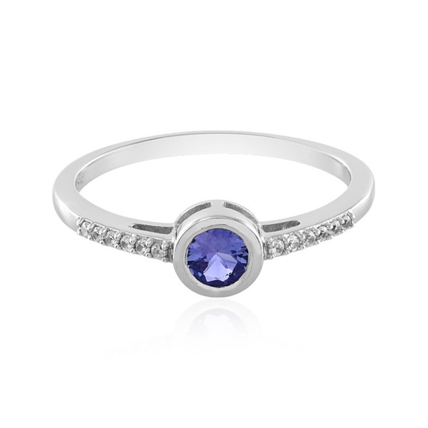 Cavill Tansanit Ring 0,43Ct Rundschliff 925 Silber Platiniert Damen- Echtschmuck-image