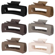 Sisiaipu 4 Inch Big Hair Claw Clips 6 Pcs Large Claw for Thick Hair Square Ha...