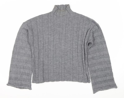 Missguided Damenpullover grau Wollmischung gerippt Größe 8