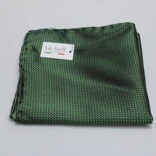 Italo Ferretti NWT 100 Silk Pocket Square In Green  Black Geometric Print