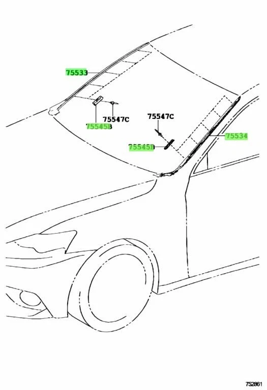 Juego de clips moldeados para parabrisas delantero derecho izquierdo genuino Toyota Lexus 14-15 IS250 IS350 Foto 2 de 3