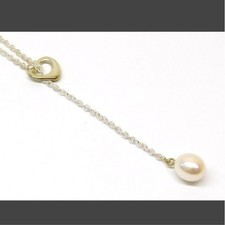 Tiffany  Co. pearl open heart lariat necklace, 5.8g, stamped Ag925, silver.