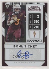 2020 Contenders Draft Picks College Bowl Ticket 7/99 Eno Benjamin #140 Auto 9r9