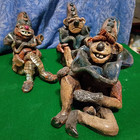 3 vtg handmade Unique pottery clowns storage unit find! — photo 5