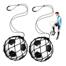 Soccer Kick Trainer 2 Psc with Return Net - Football Training Equipment Black