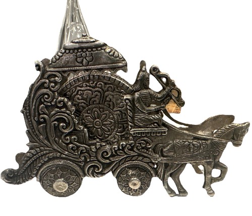 Vintage Indian Rath Horse and Coaster Holder with 4 Metal Coasters Set - Picture 5 of 5