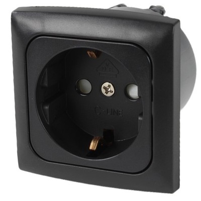 C-Line Presto Inprojal CBE Steckdose Schuko Abdeckrahmen + Isodose 230V schwarz 