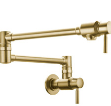 Traditional Wall Mounted Single Hole Pot Filler Faucet, Brushed Dark Gold