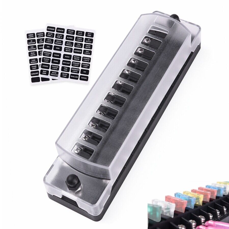 12 Way Blade Fuse Block Holder Las online shopping Vegas Mall Box Terminal fit C Nut with Screw
