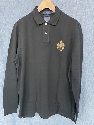 NWT Polo Ralph Lauren Men s L/S Shirt Crown Crest Patch 1967 MCM LXVII BLK, Sz L