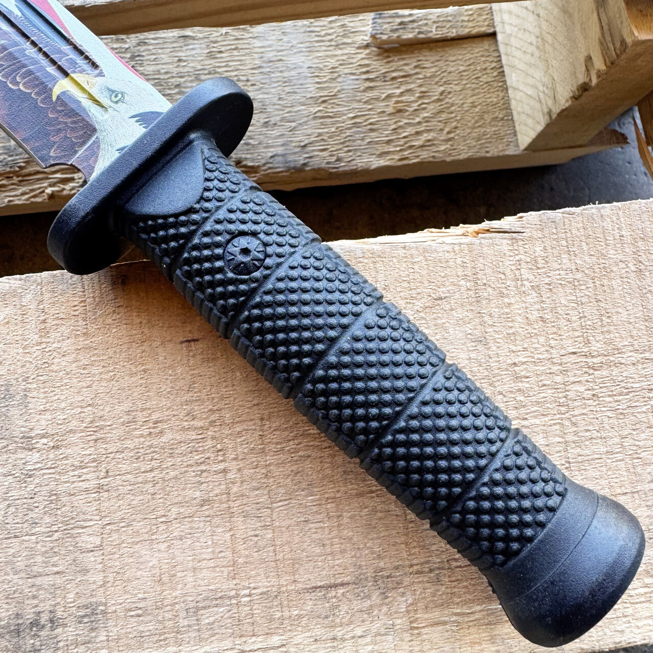 12.5" Military Outdoor Survival Combat Fixed Blade w/ Bald Eagle USA Flag Design