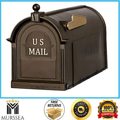#ad Bronze Post Mount Mailbox Large Keeps Mail Dry Heavy Duty for Rural $20.99