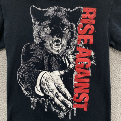 Vtg Rise Against Punk Rock Band Wolf Cotton Black All Size T Shirt For Men BT129