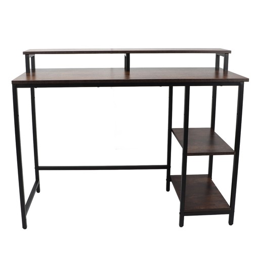 Vintage Industrial Computer Desk with Drawers & Raised Shelf Spacious Workspace - Picture 11 of 18