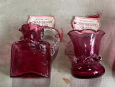2 PILGRIM CRANBERRY GLASS ORNAMENTS