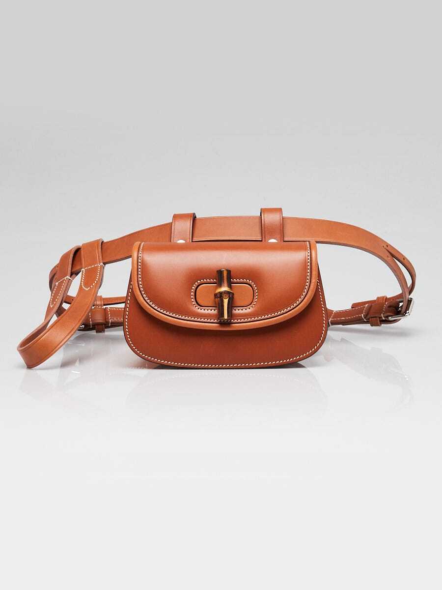 Gucci Brown Smooth Leather Bamboo 1947 Mini Belt Bag | eBay