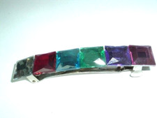 ART DECO COLORFUL LUCITE CUBES HAIR BARRETTE NWT