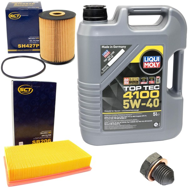 MotoröL Filter Set 5W40 5Liter + ÖLablassschraube FüR Audi 80 VW Passat Jetta-image