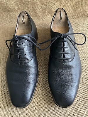 Salvatore Ferragamo Black Leather Wholecut Oxford Shoes US  display picture 2