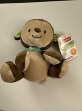 Fisher Price Brown Monkey Green Bow Plush Lovey New Baby A2