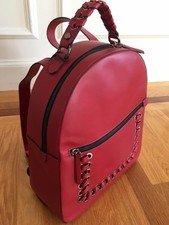 Nwt New Vittoria Napoli Martina Italian Ruga Leather Backpack Bag Red