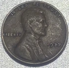 1937 Wheat Penny No Mint Mark. L In Rim Error Very Nice Coin. Real Steal.