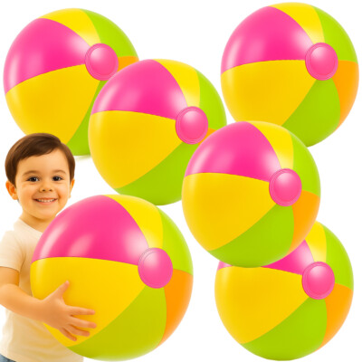 6er Pack Riesige Aufblasbare Regenbogen Strandbälle 22'' Pool Party Spielzeug für Kinder Erwachsene