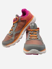 1258762-035 Under Armour Tennis Shoes Sneakers Athletic Sz 5 Orange Gray