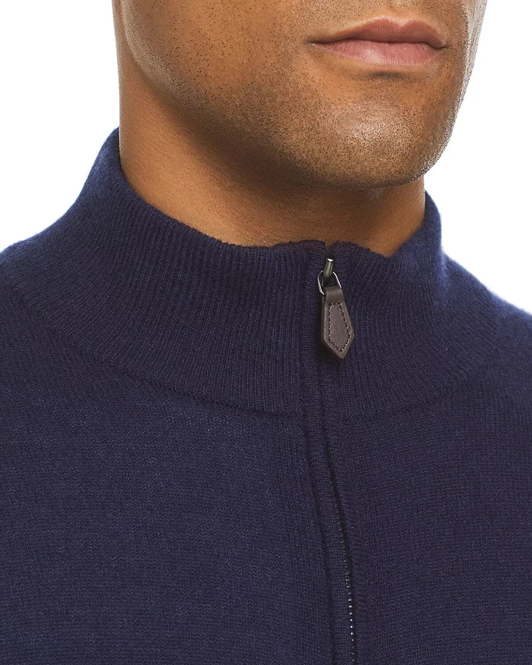 $198 Bloomingdale's Men's Store,Half-Zip Cashmere Suede Trim Sweater, Purple,XXL - Image 4 of 4
