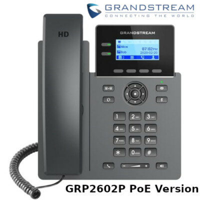 Grandstream GRP2602P 2-Line 4 SIP Accounts Office Phone PoE Version - No P/S