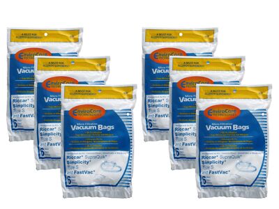 36 Allergen Bags for Riccar, Simplicity Type S, Eureka W, Fast Vac, GE, Compact