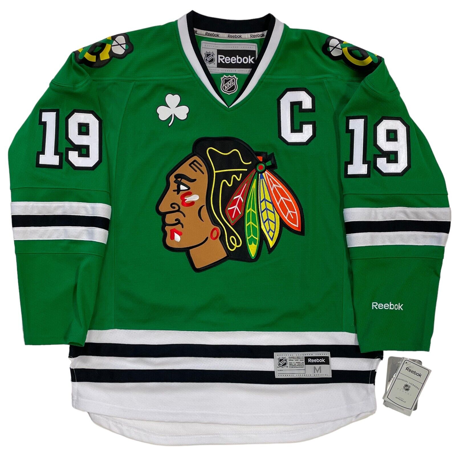 Reebok, Shirts, Reebok Chicago Blackhawks St Patricks Day Jonathan Toews  Hockey Jersey Mens S