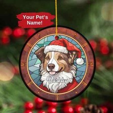 Border Collie Christmas Ornaments, Love dog Tree hanging decor, dog Lover Gift