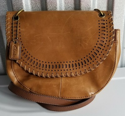 clarks tan leather handbag